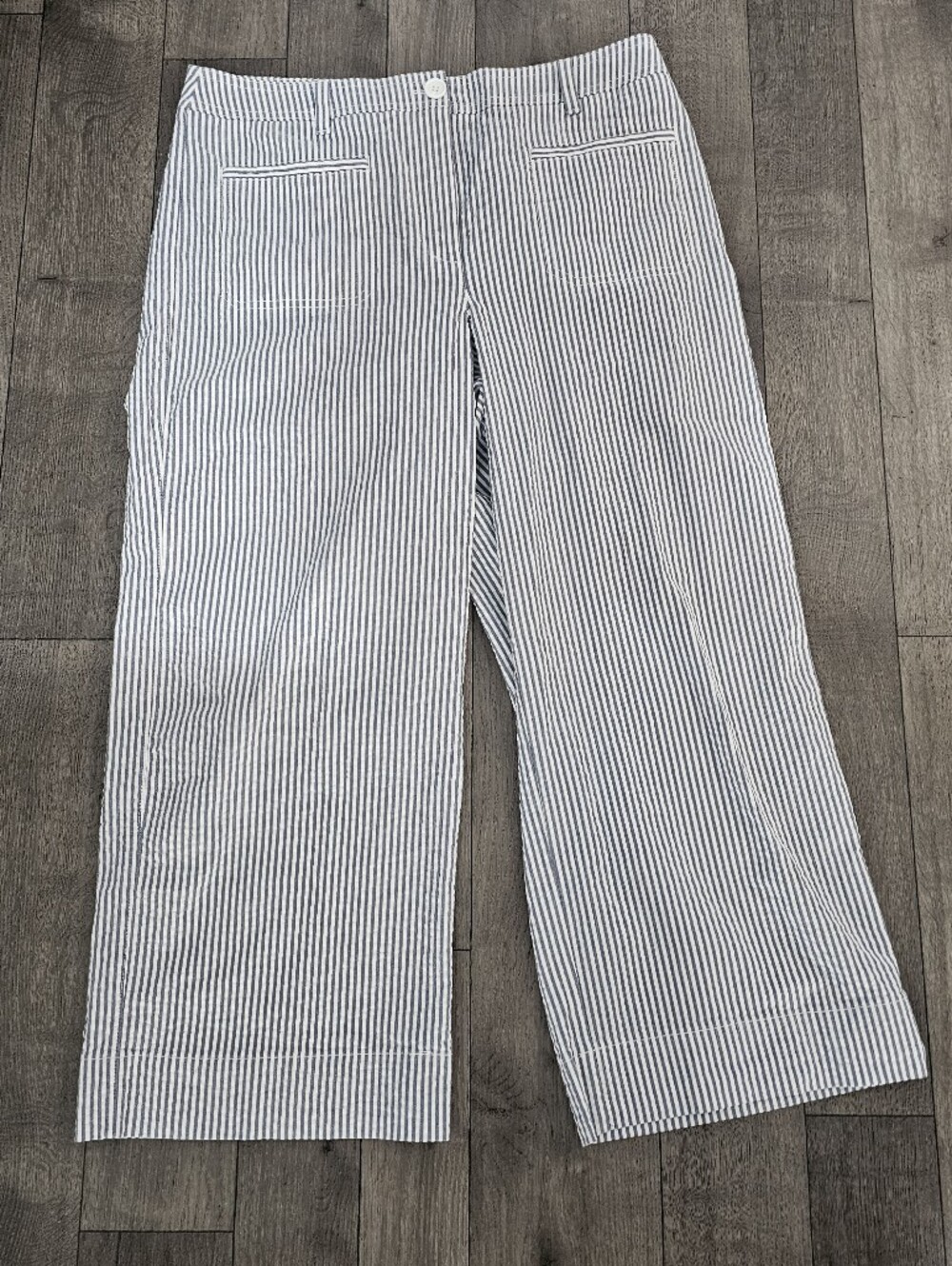 Talbots Blue and White Striped Seersucker Nautical Preppy Coastal Grandma {BX26} - Picture 1 of 7